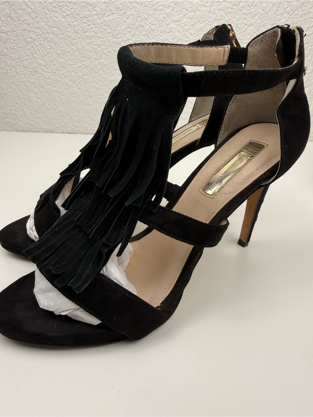 INC International Concepts | Black Suede Fringe Heels | 7.5M
